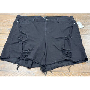 Hot Topic Distressed Black Denim Cut-Off Jean Shorts - Size 24